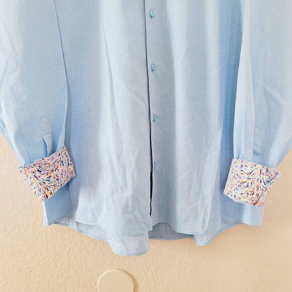 Massuto Mens Blue Royal Long Sleeve Shirt Size Xlarge 100% Cotton Contrast Cuff - Picture 6 of 8